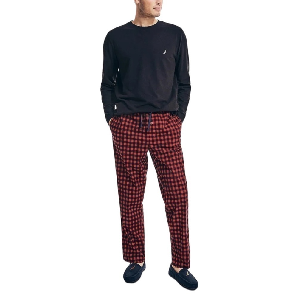 Nautica Cozy Fleece Polyester Red Plaid Mens Pajama Pants Size Large - Picture 12 of 12